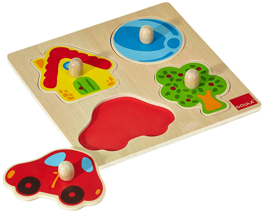 Puzzle bébé en bois beige