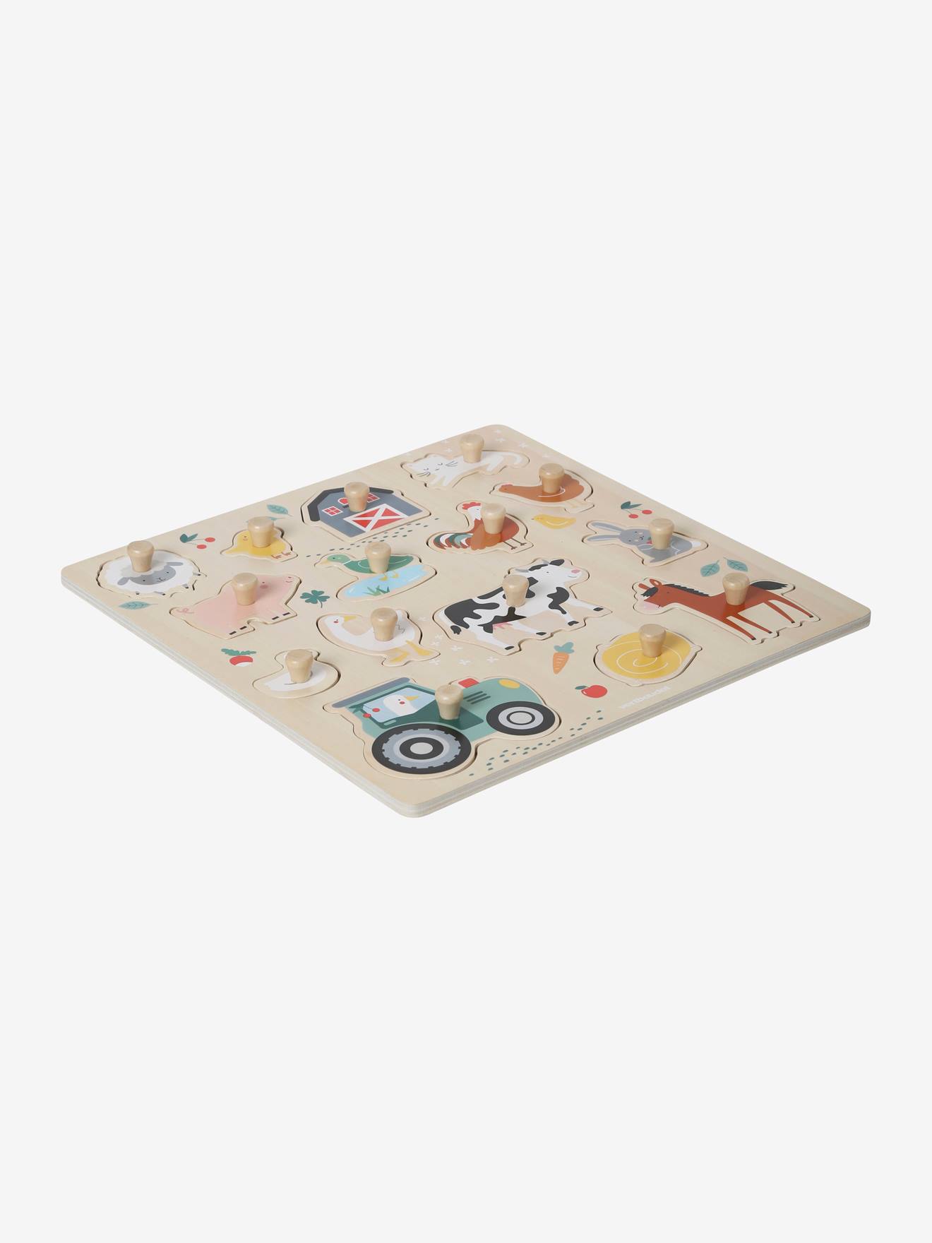 Puzzle boutons lovely farm en bois FSC beige