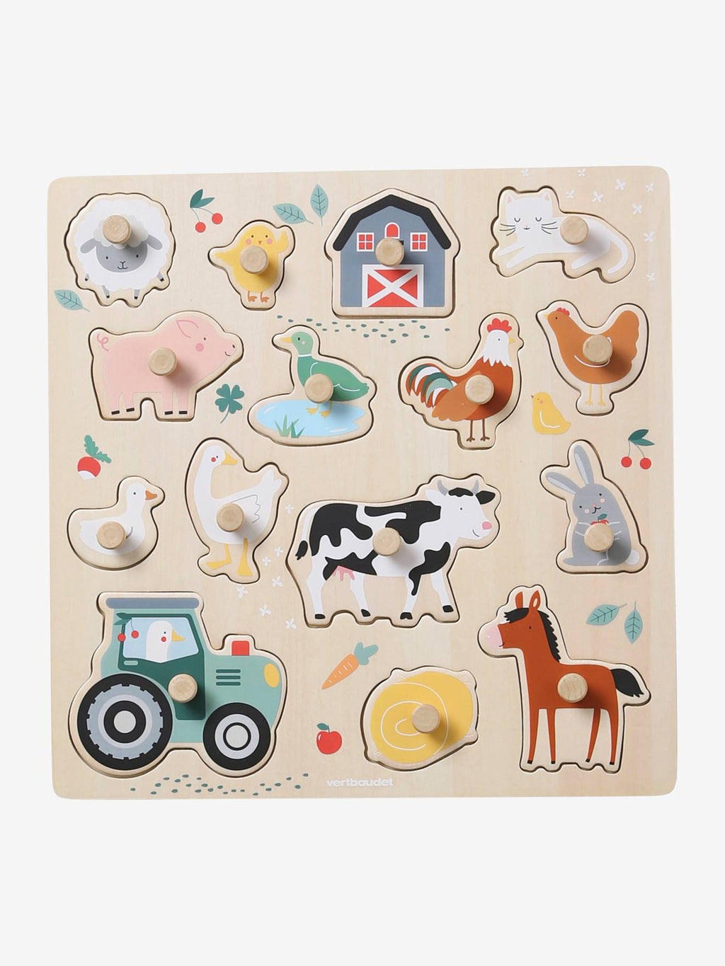 Puzzle boutons lovely farm en bois FSC beige