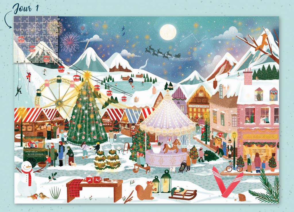Calendrier de l'Avent Puzzle Village de Noël Wilson Jeux – 1008 pièces – photo 3
