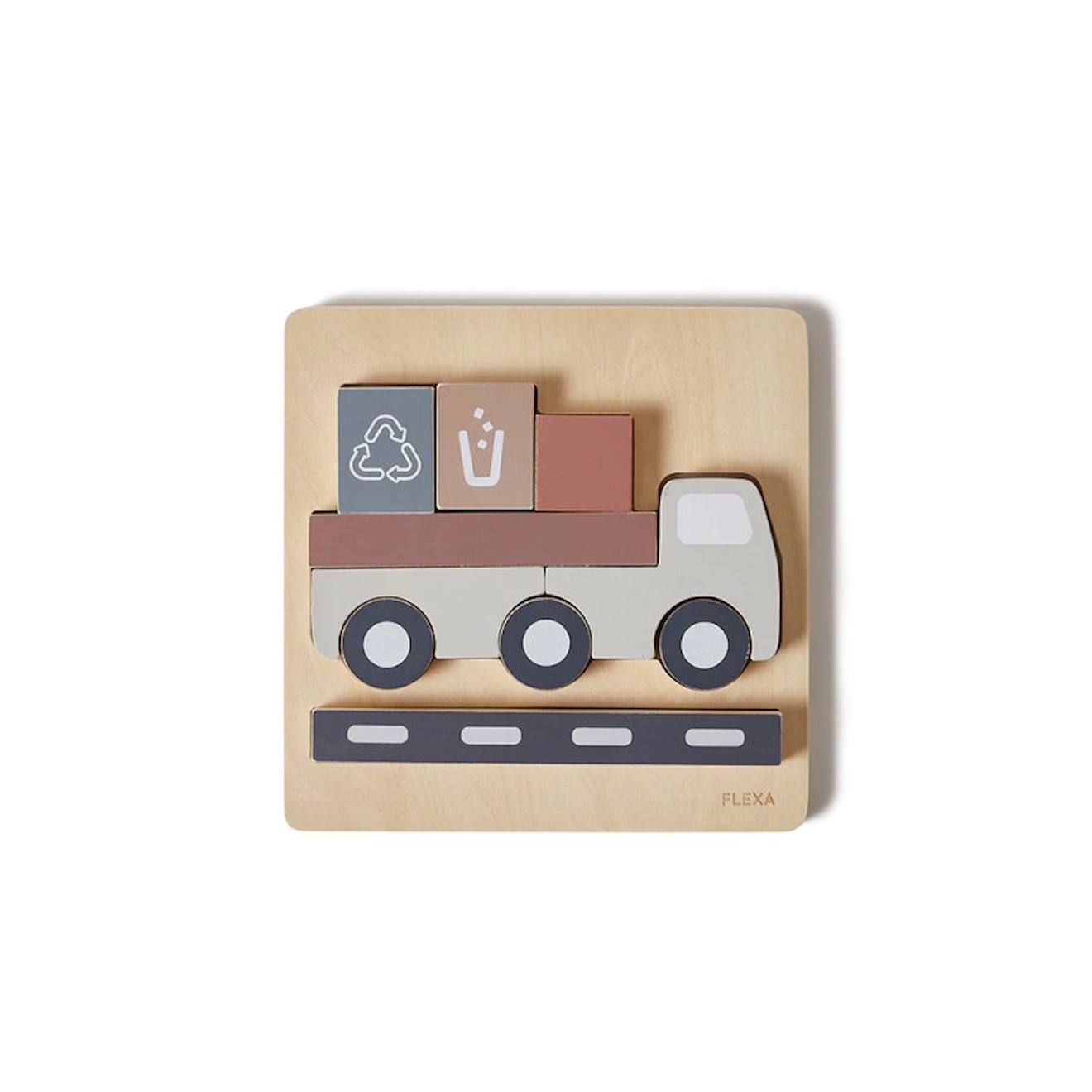 Puzzle camion en bois beige