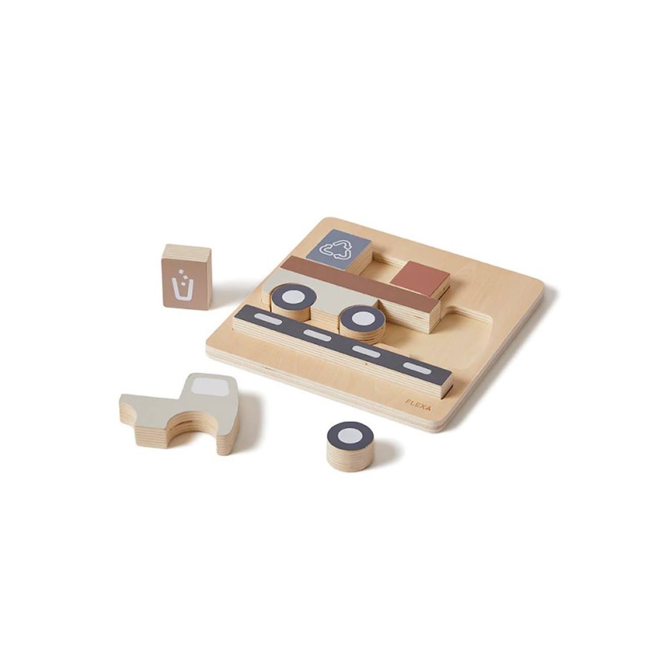 Puzzle camion en bois beige