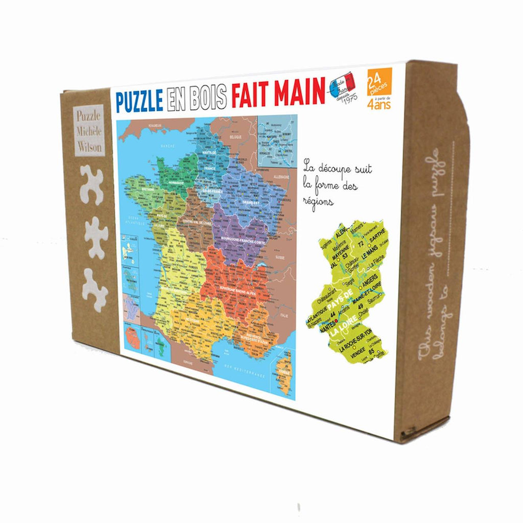 Puzzle carte de france des régions marron