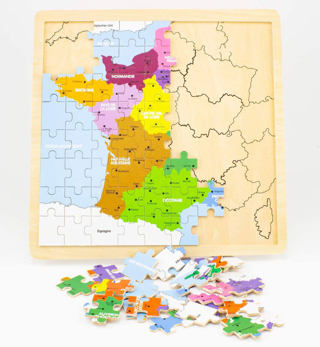 Puzzle carte de france les régions blanc