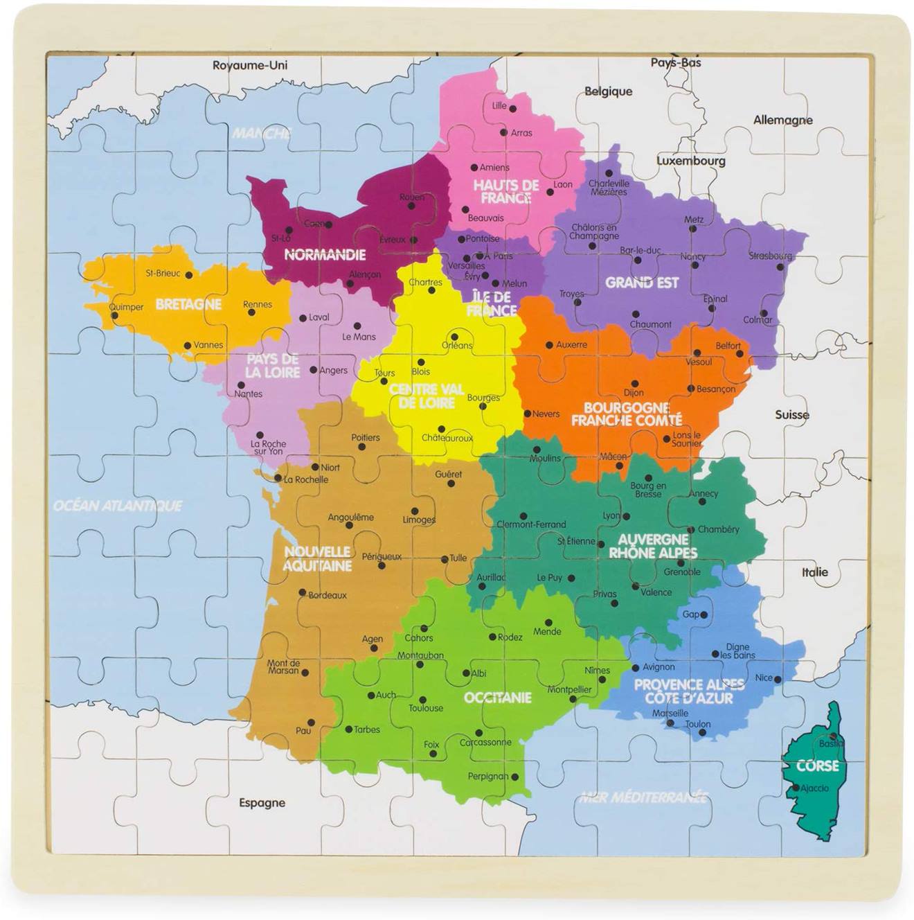 Puzzle carte de france les régions blanc