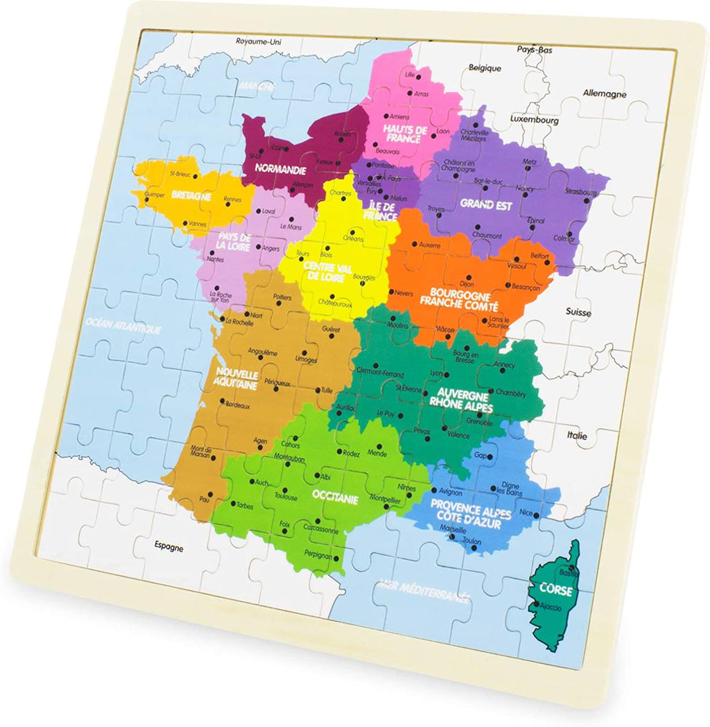 Puzzle carte de france les régions blanc