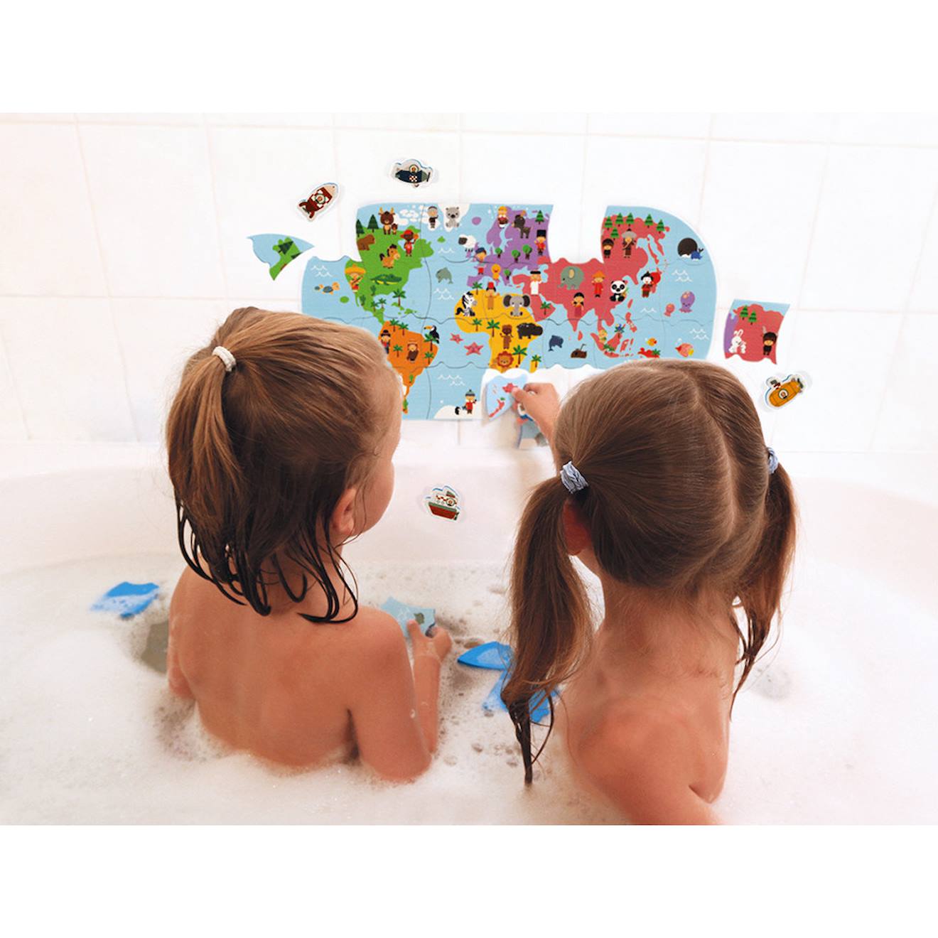 Puzzle carte des explorateurs du bain multicolore