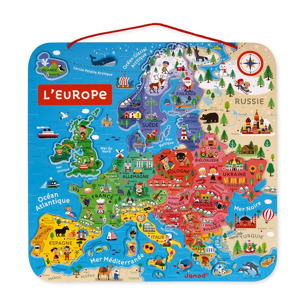 Puzzle carte d'europe magnétique 40 pièces multicolore