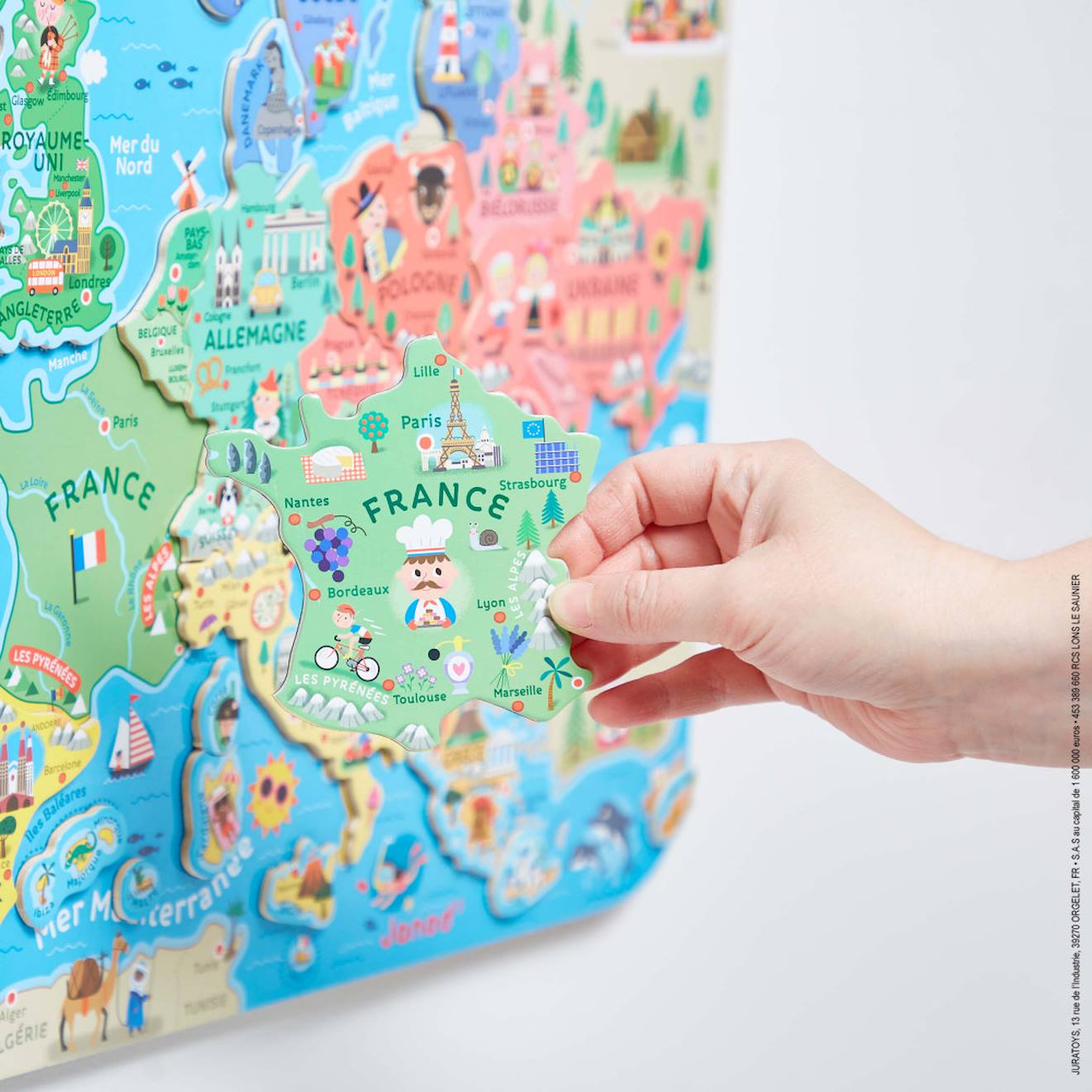 Puzzle carte d'europe magnétique 40 pièces multicolore