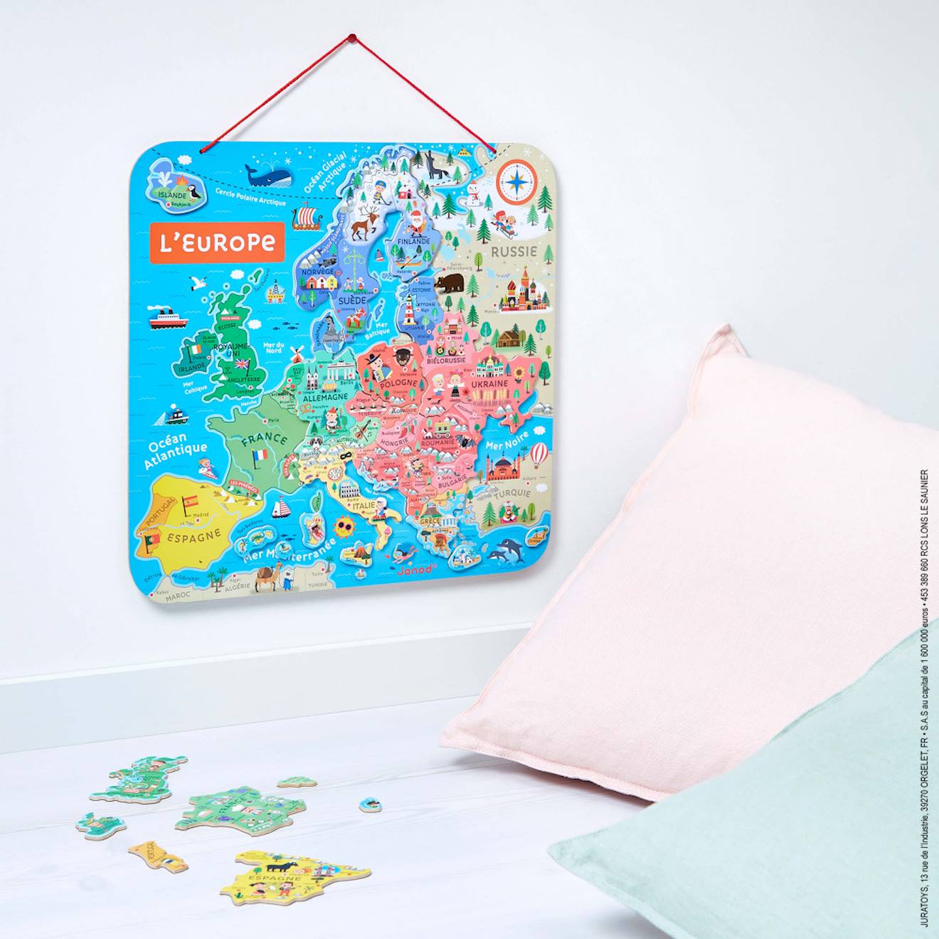 Puzzle carte d'europe magnétique 40 pièces multicolore