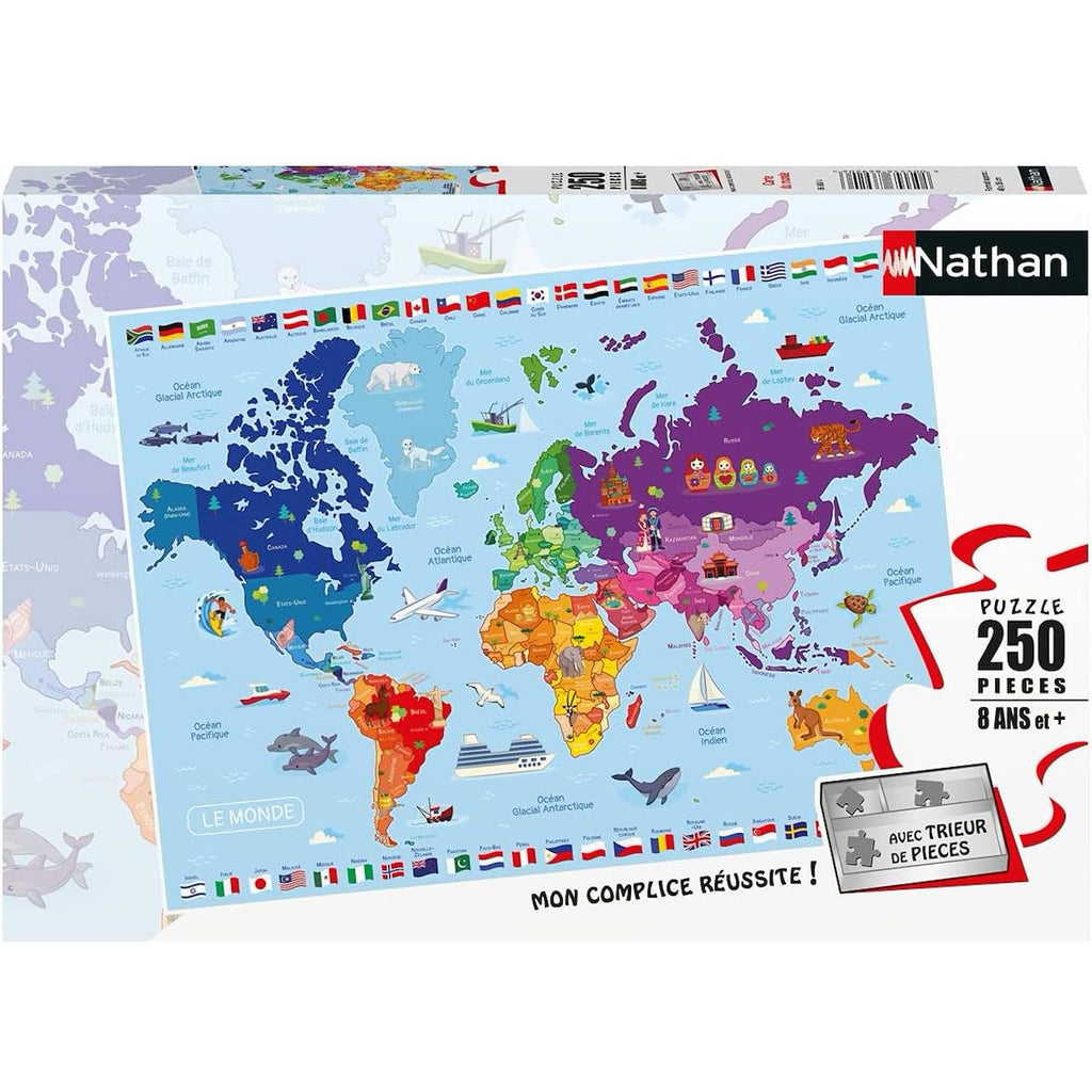 Puzzle carte du monde 250 pièces blanc