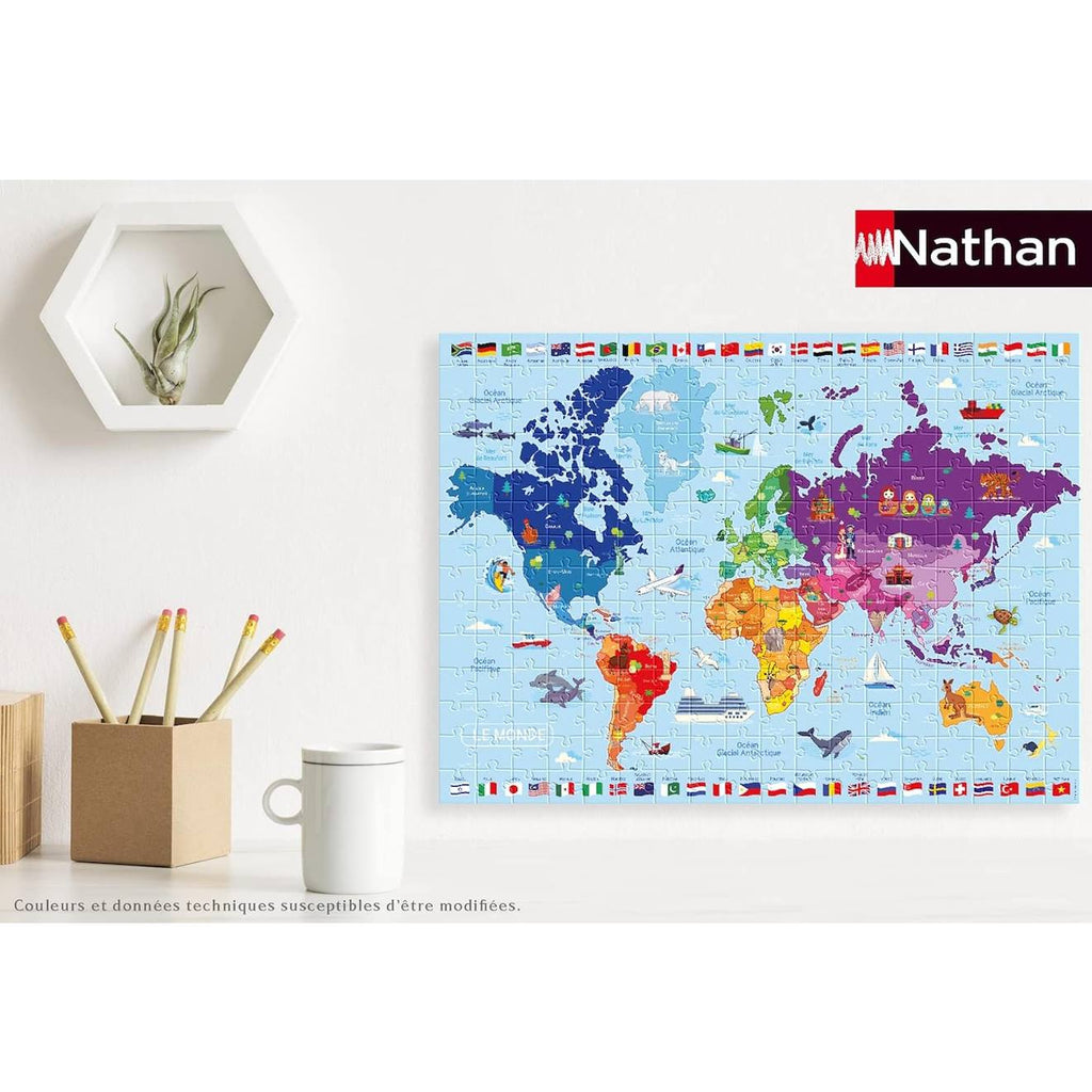 Puzzle carte du monde 250 pièces blanc