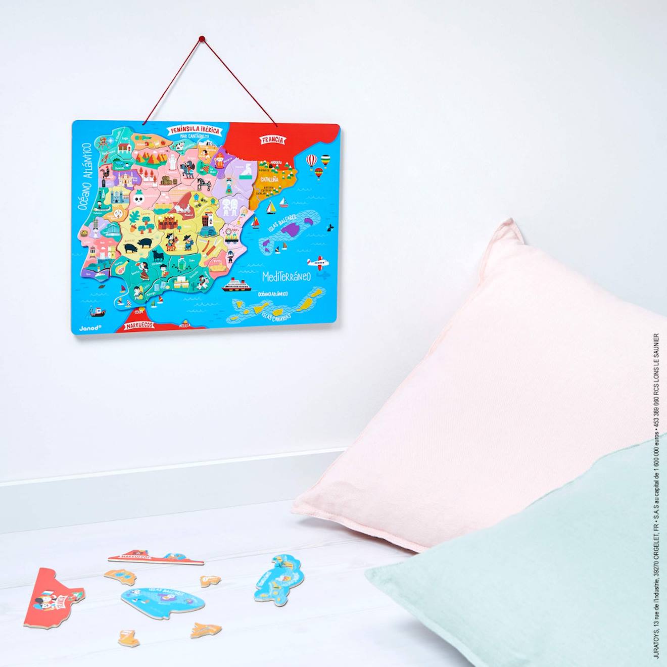 Puzzle carte péninsule ibérique magnétique bleu