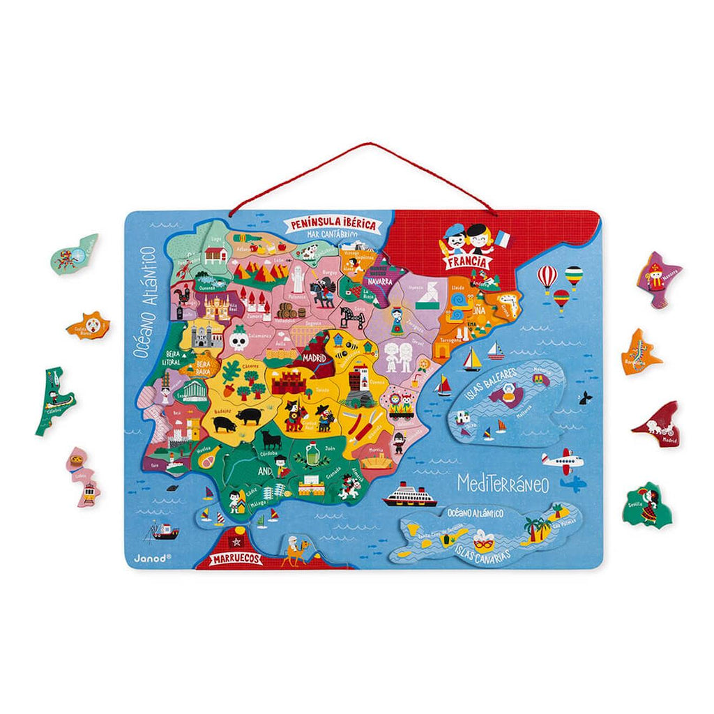 Puzzle carte péninsule ibérique magnétique bleu