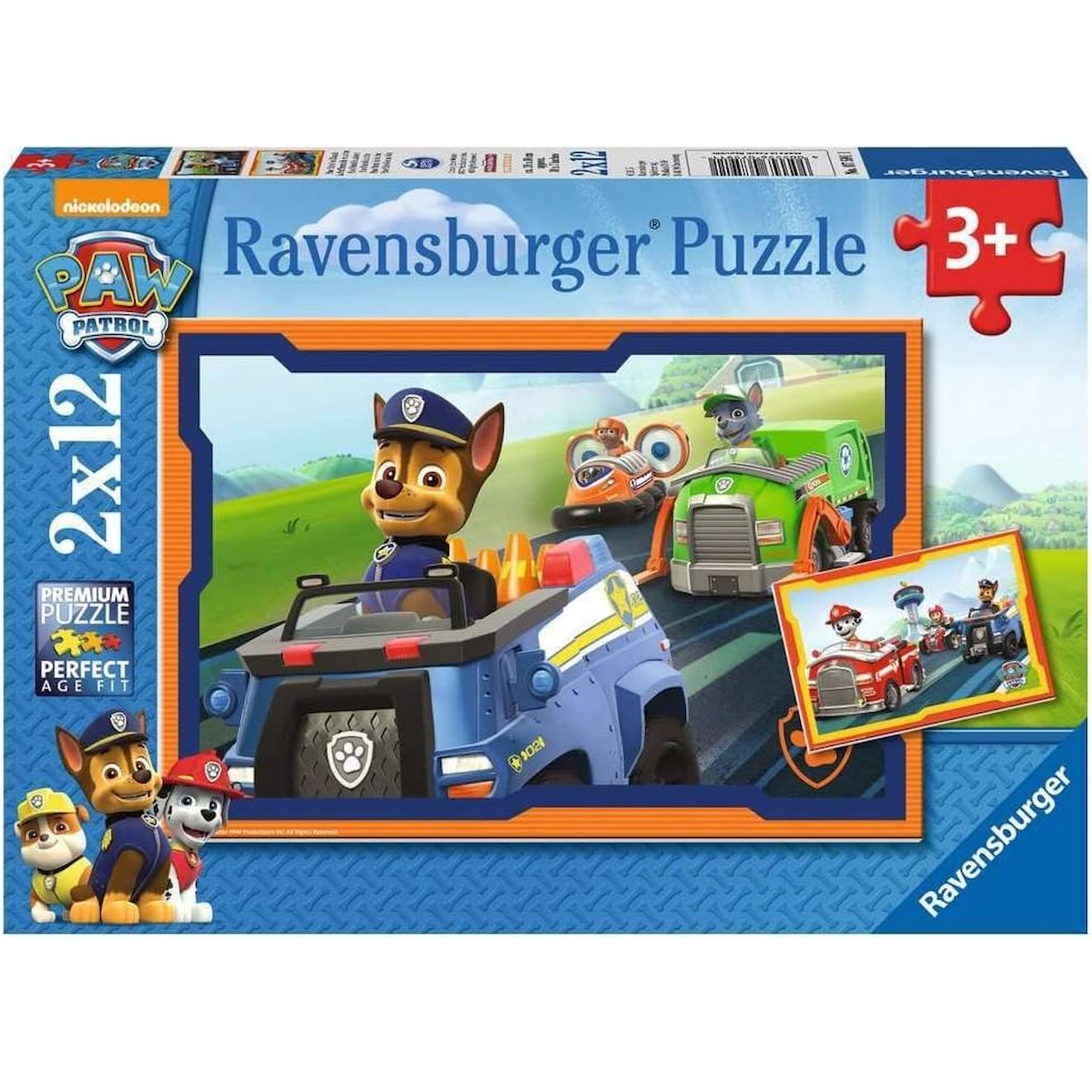 Puzzle chase et la pat‘patrouille 2x12 pièces bleu