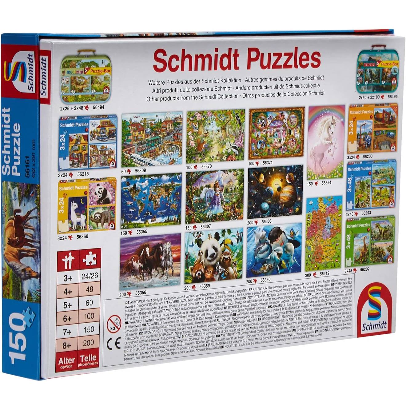 Puzzle chevaux dans le ruisseau 150 pièces bleu