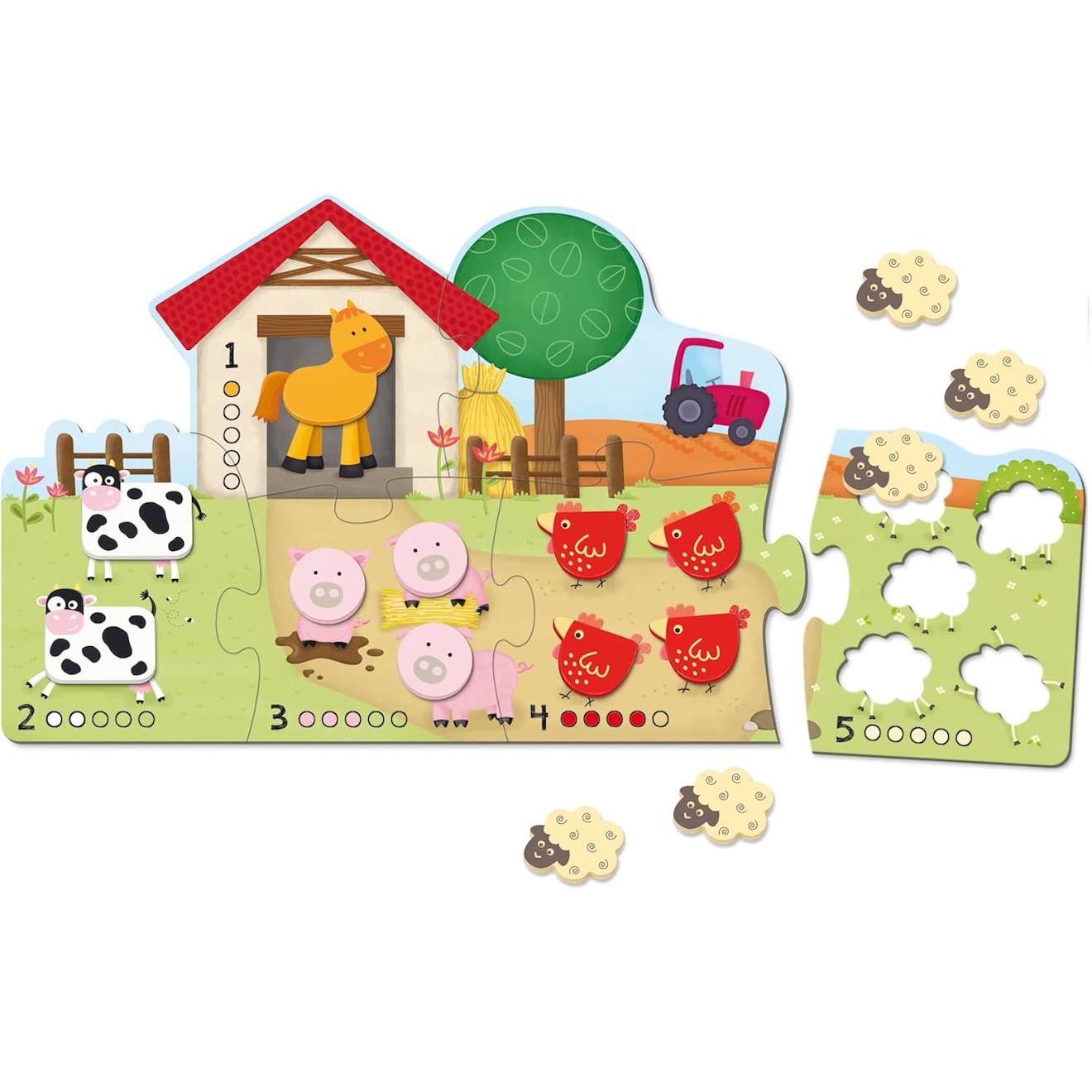 Puzzle chiffres de 1 à 5 blanc