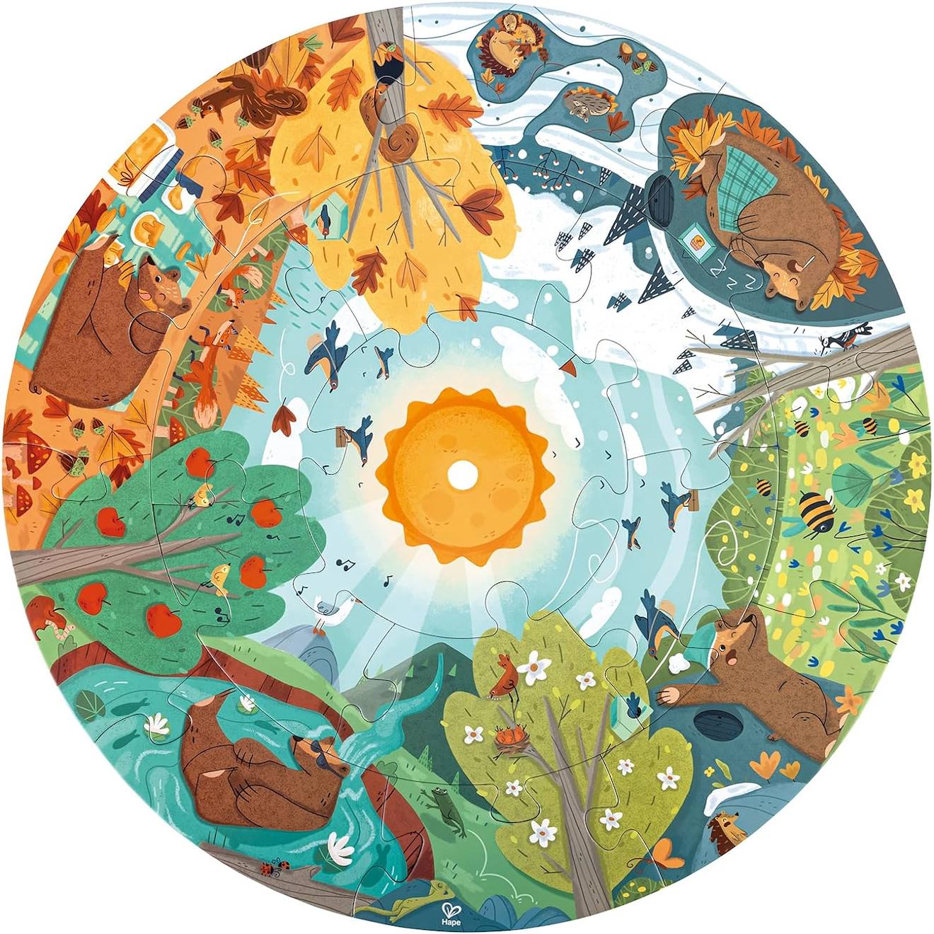 Puzzle circulaire 4 saisons multicolore
