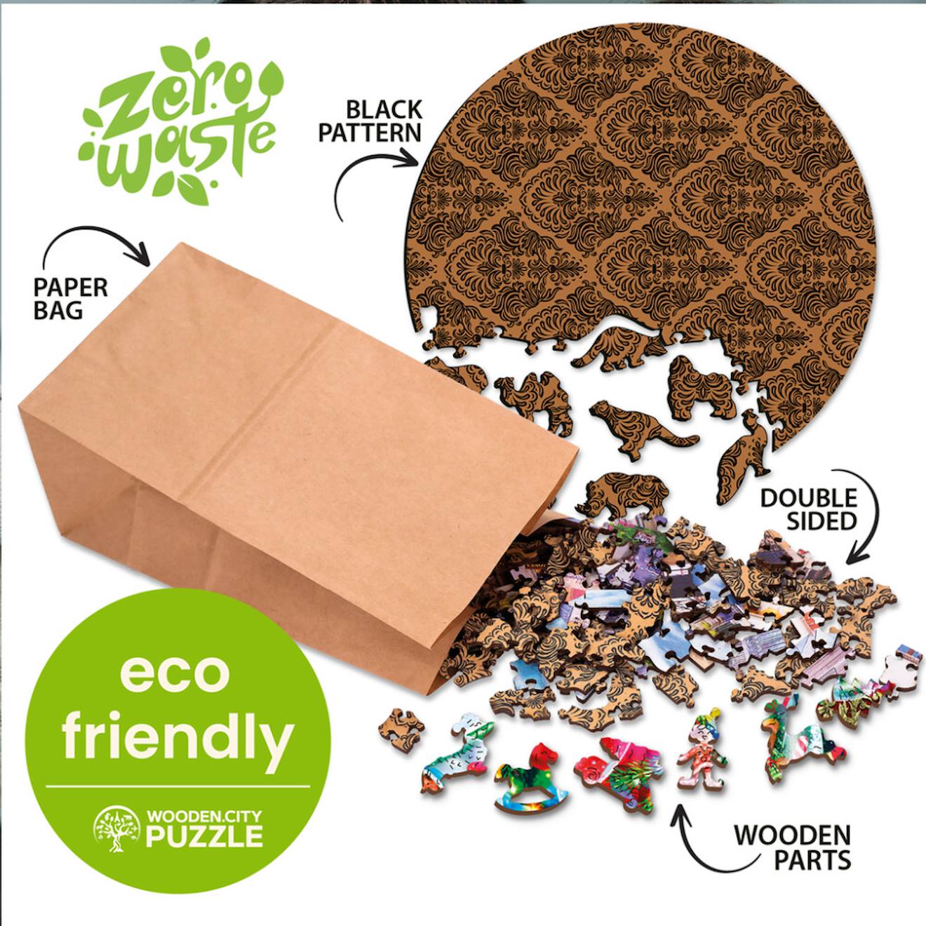 Puzzle - classy wolf loup 250 pièces multicolor