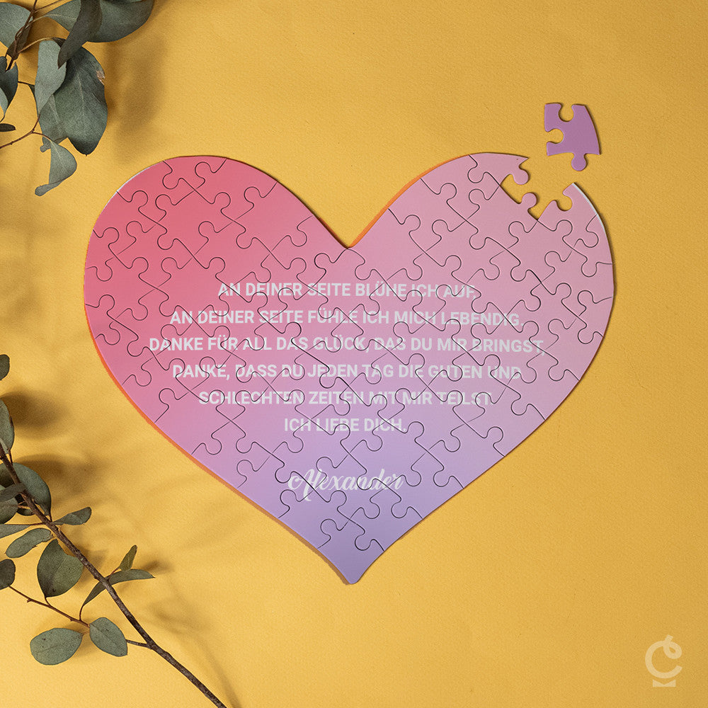 Puzzle Coeur Message à Personnaliser - Texte 100% Personnalisable - Puzzle Personnalisé