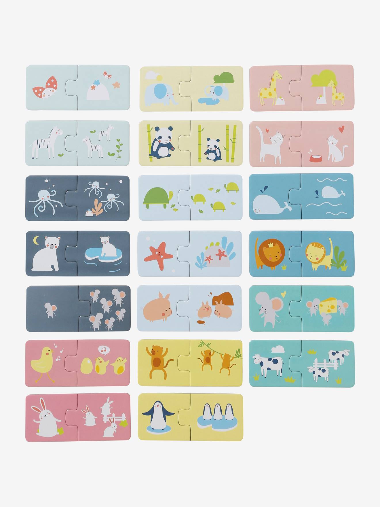 Puzzle d'association duo - les familles d'animaux multicolore
