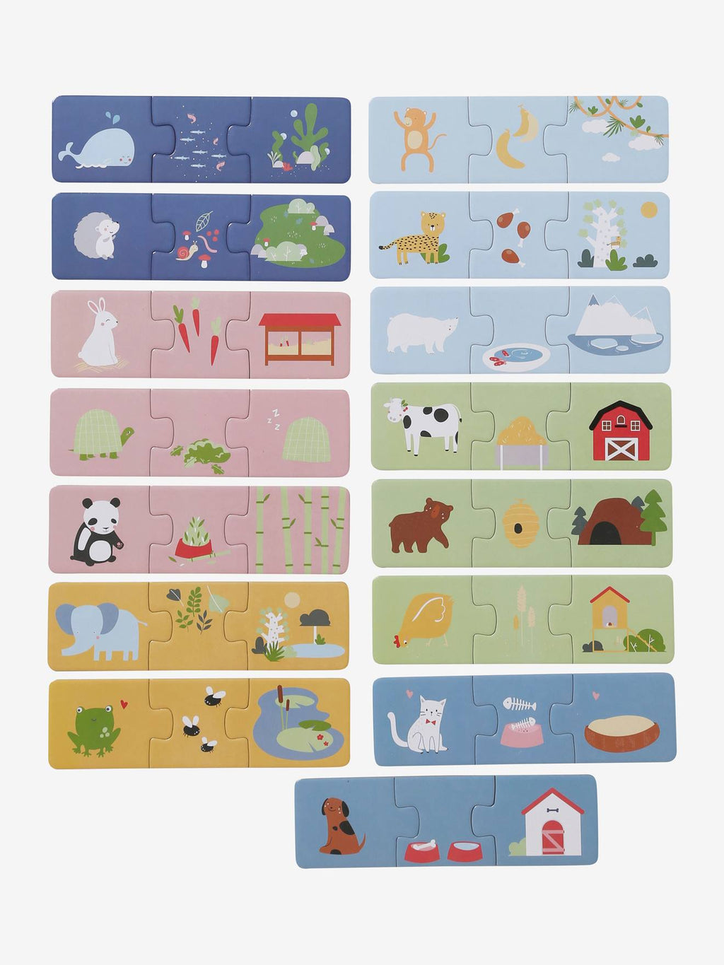 Puzzle d'association trio - les animaux multicolore