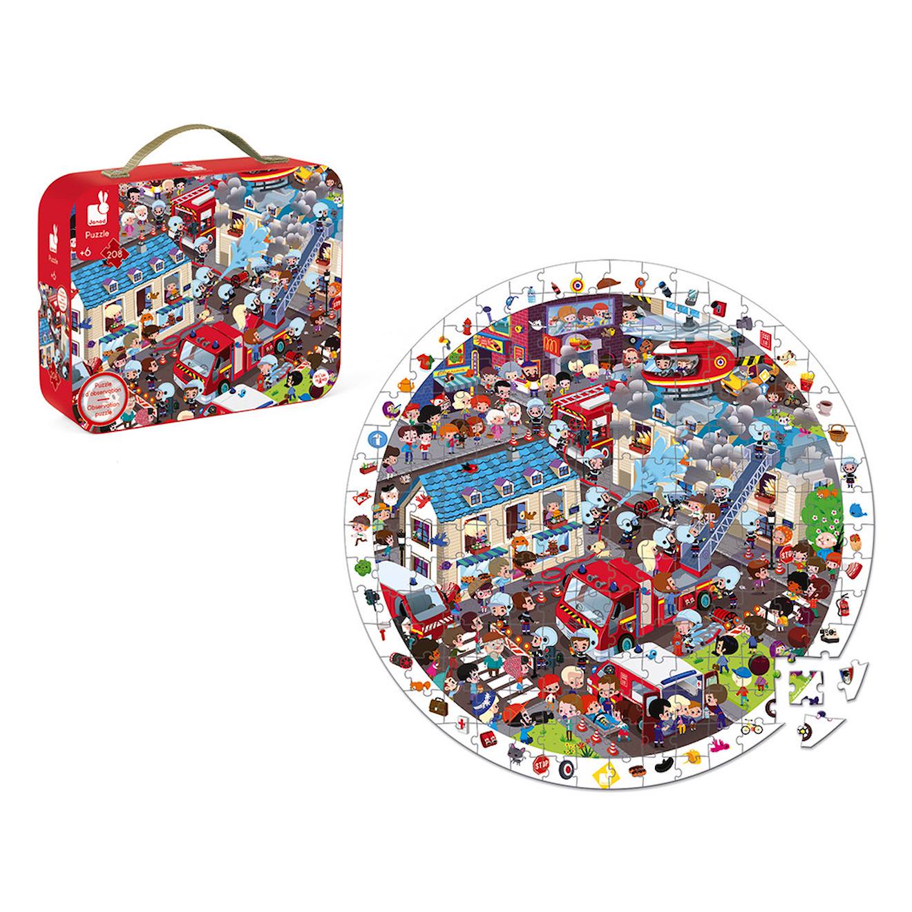 Puzzle d'bservation les pompiers 208 pièces multicolore