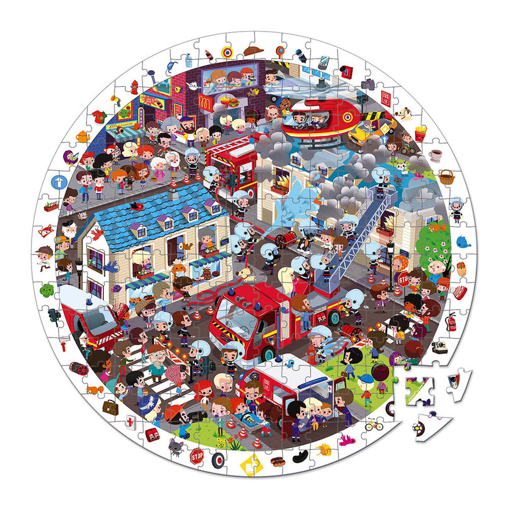 Puzzle d'bservation les pompiers 208 pièces multicolore