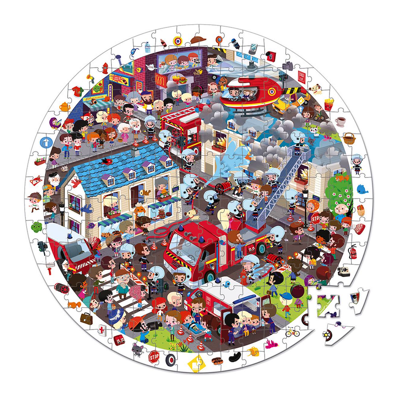 Puzzle d'bservation les pompiers 208 pièces multicolore
