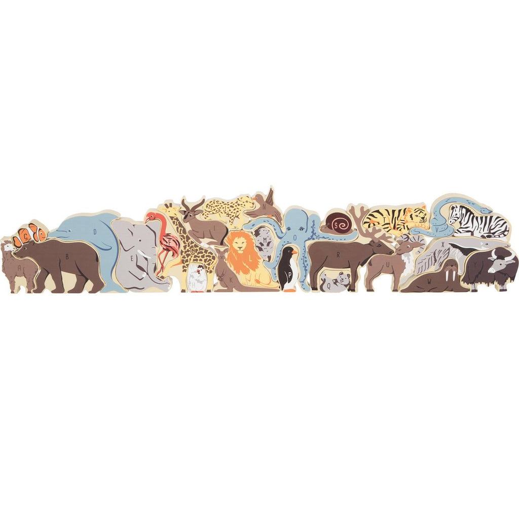 Puzzle de lettres animaux beige