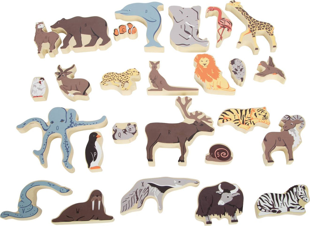Puzzle de lettres animaux beige