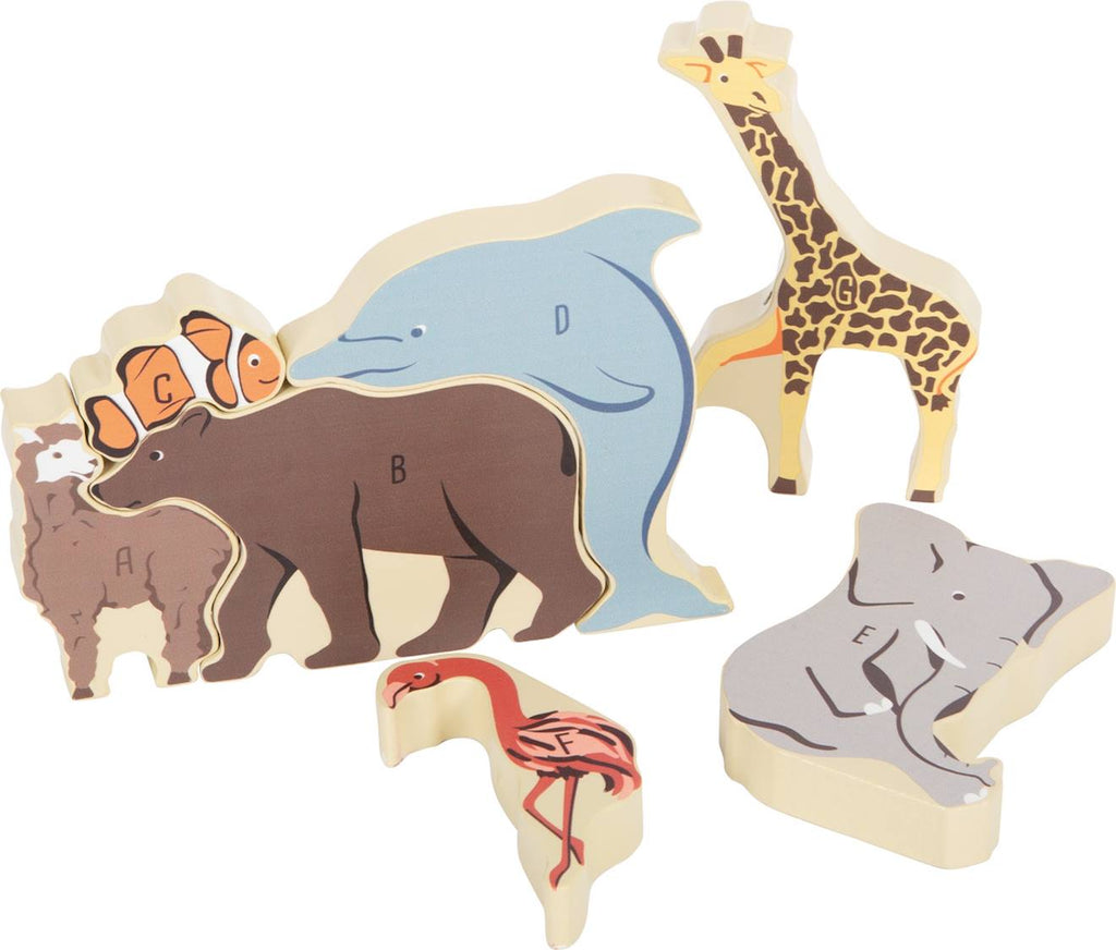 Puzzle de lettres animaux beige