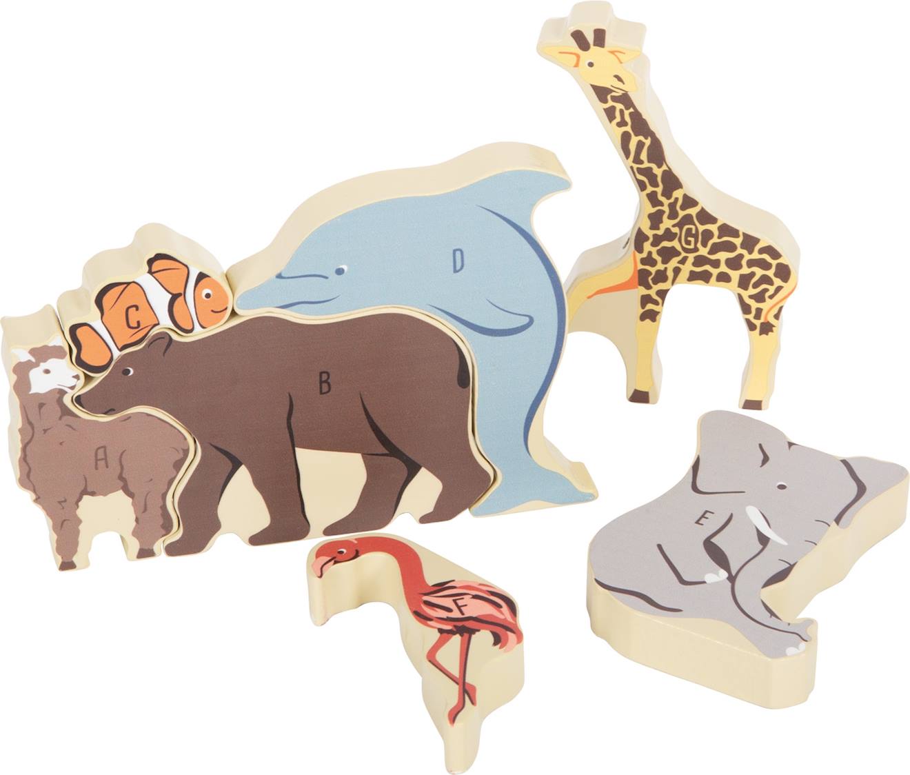 Puzzle de lettres animaux beige