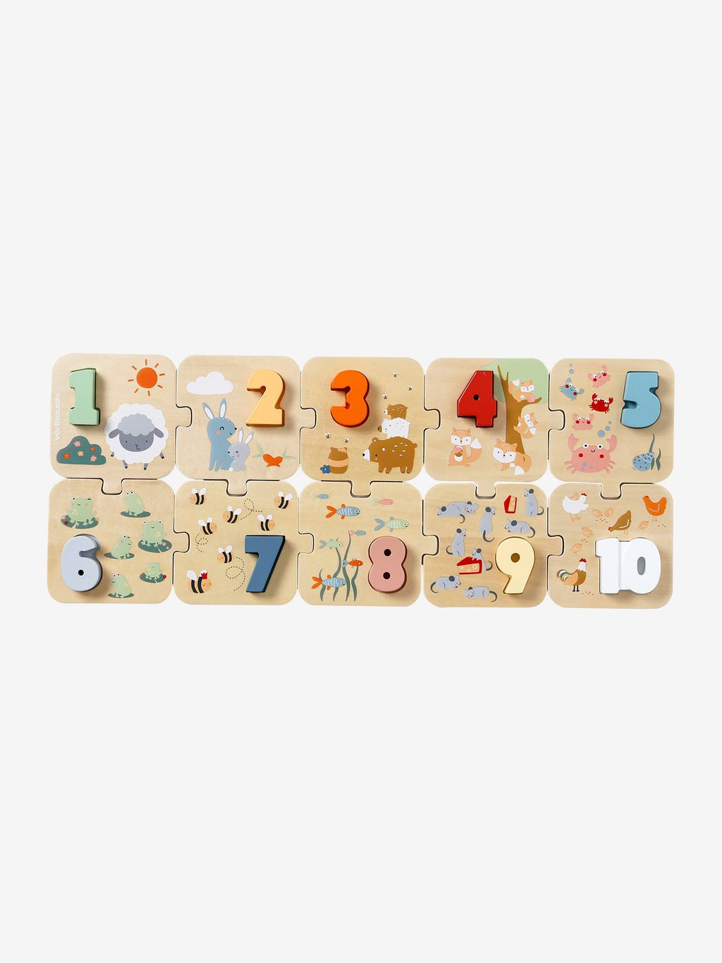 Puzzle des chiffres 2 en 1 en bois FSC vert