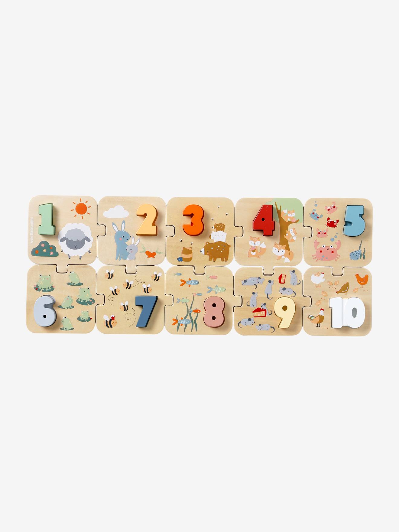 Puzzle des chiffres 2 en 1 en bois FSC vert