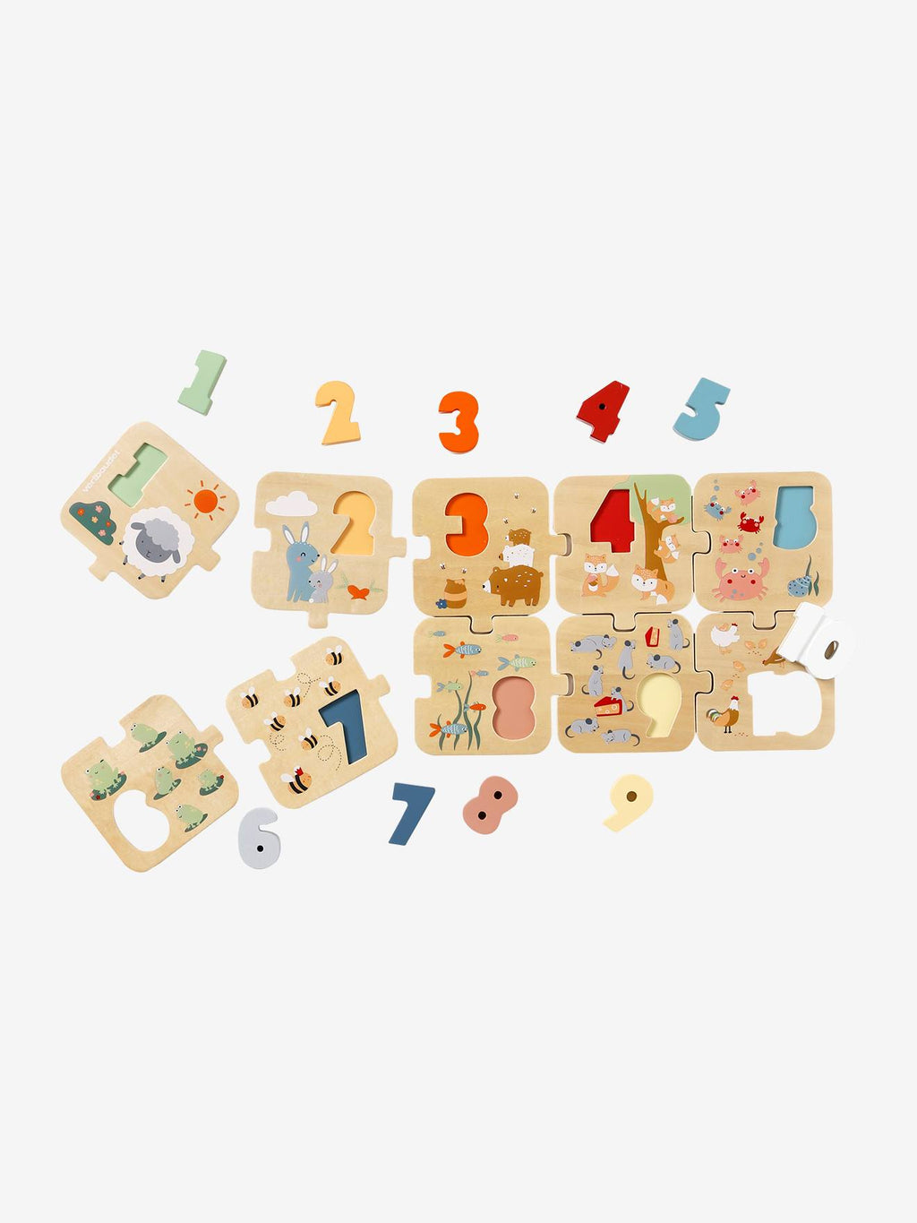 Puzzle des chiffres 2 en 1 en bois FSC vert
