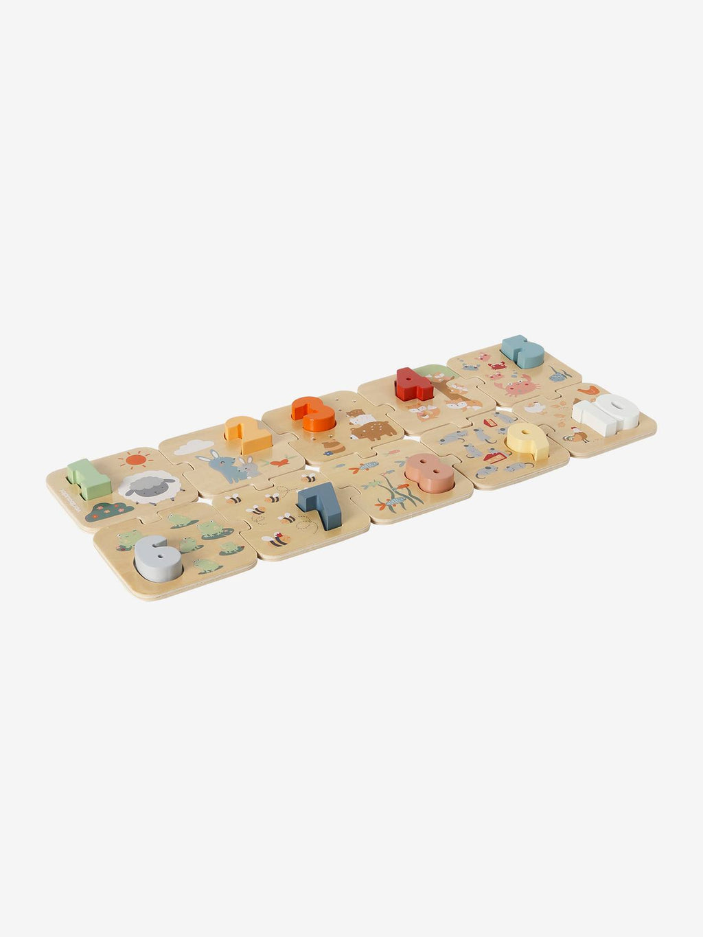 Puzzle des chiffres 2 en 1 en bois FSC vert