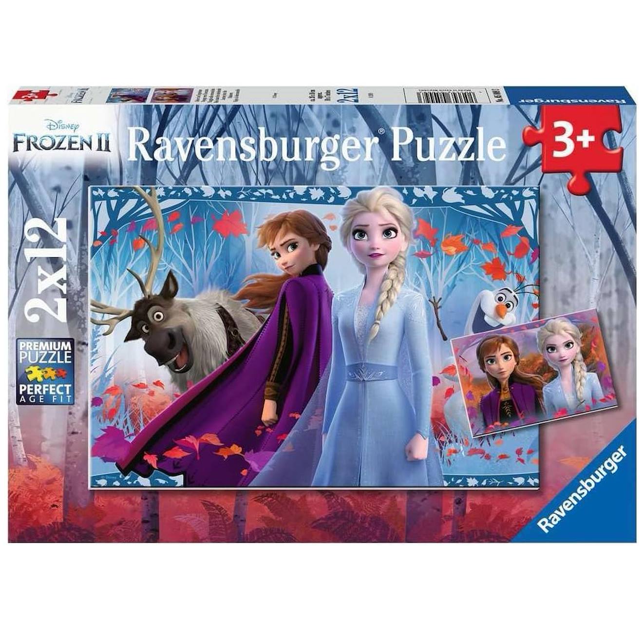 Puzzle Disney La Reine des Neiges 2x12 pièces bleu