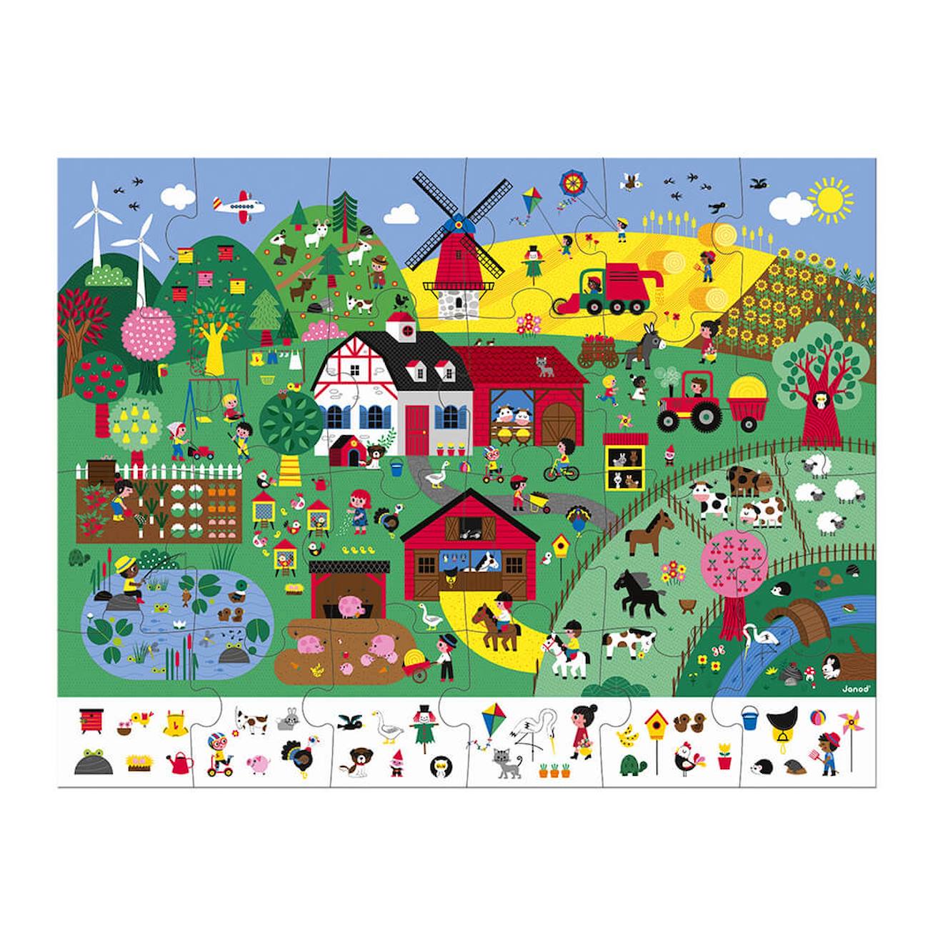 Puzzle d'observation la ferme 24 pièces jaune