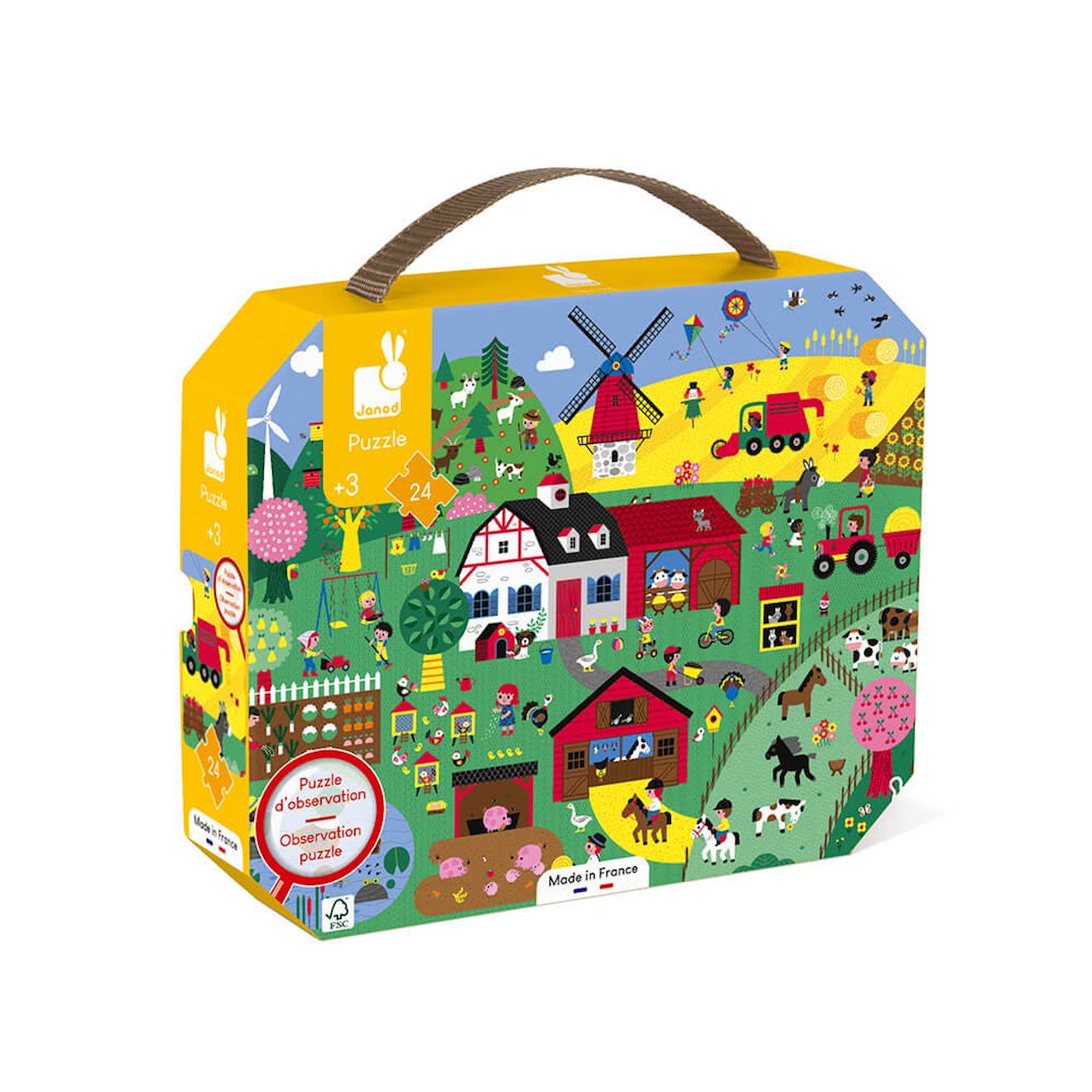 Puzzle d'observation la ferme 24 pièces jaune