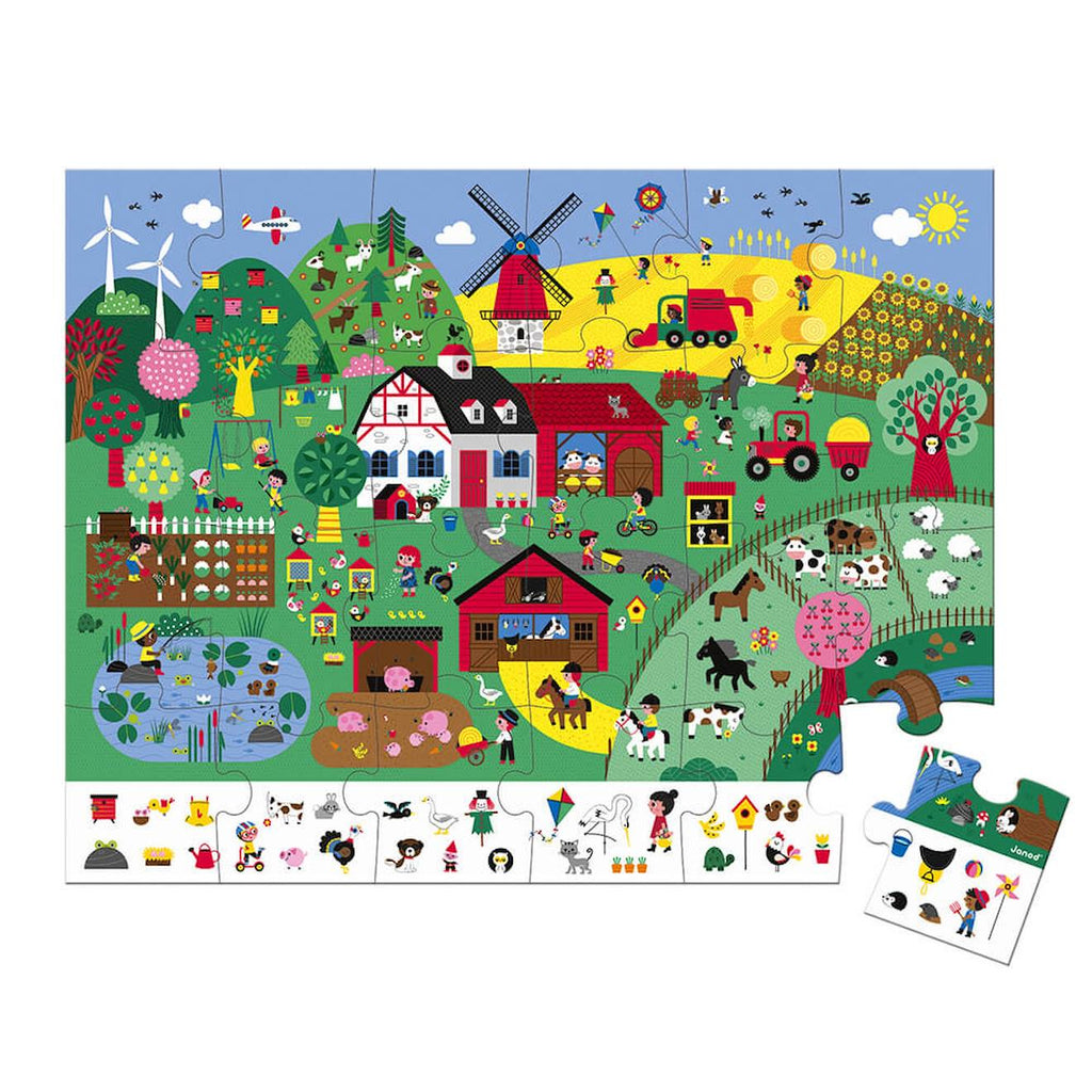 Puzzle d'observation la ferme 24 pièces jaune