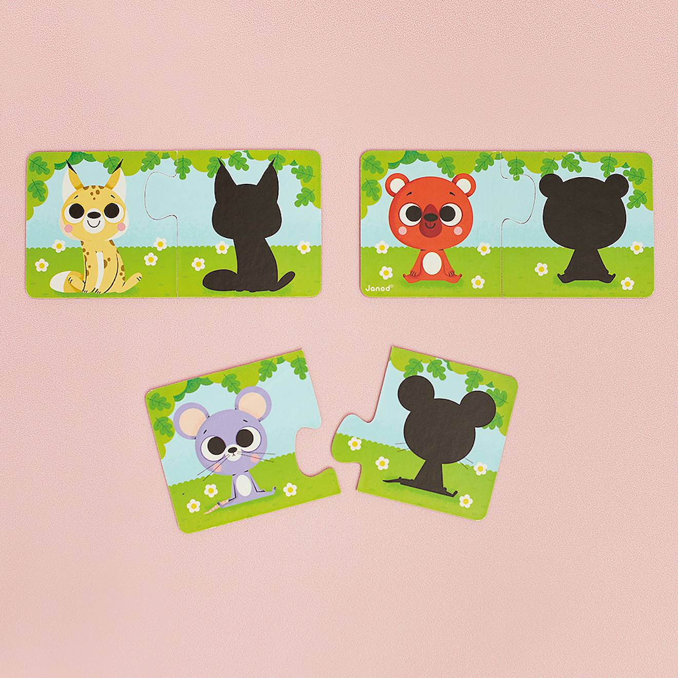 Puzzle duo les animaux et leur ombre multicolore