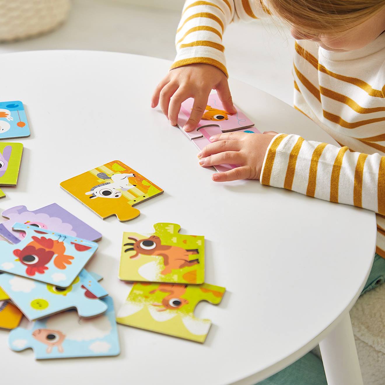 Puzzle duo parents et bébés animaux multicolore