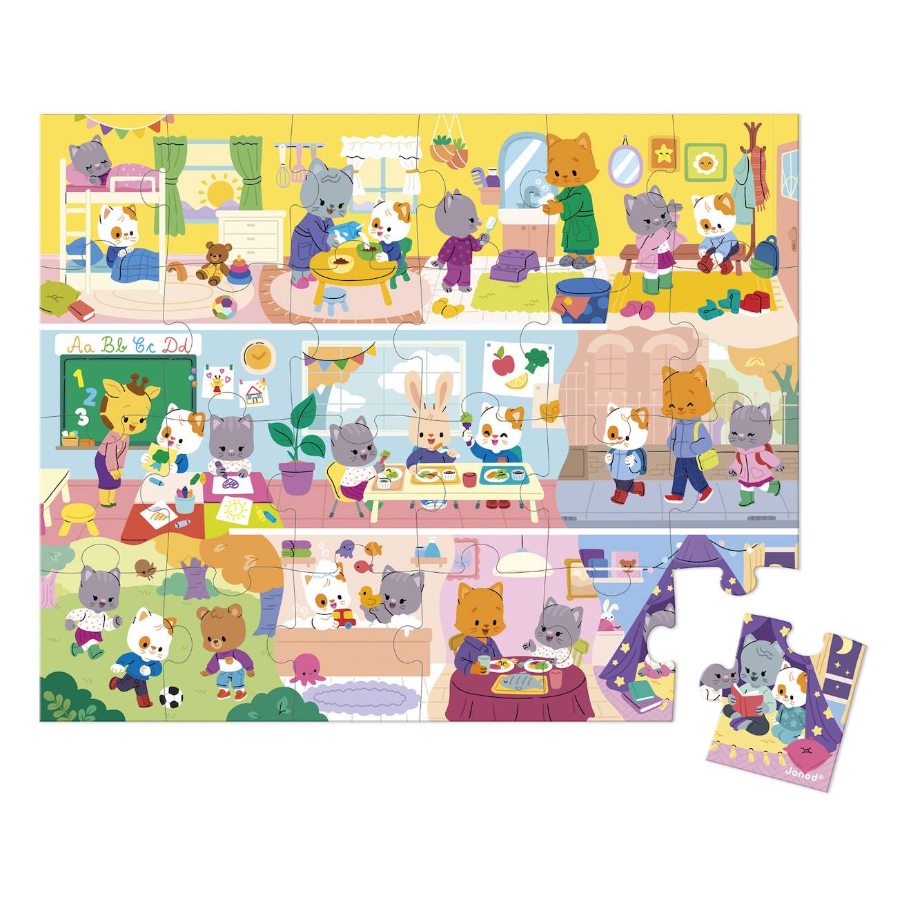 Puzzle éducatif 24 pièces rituels de la journée multicolore