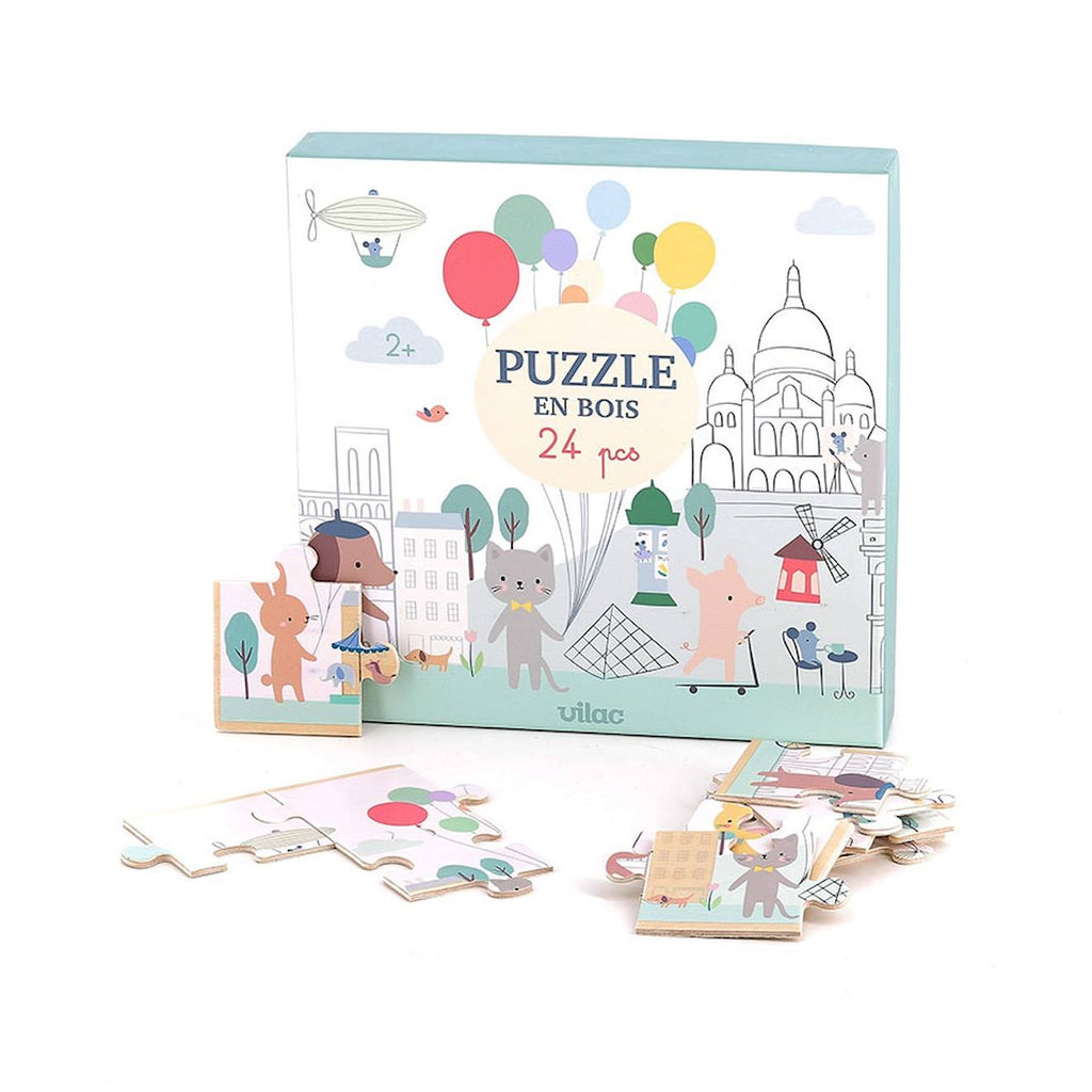 Puzzle en bois escapade à paris 24 pièces blanc