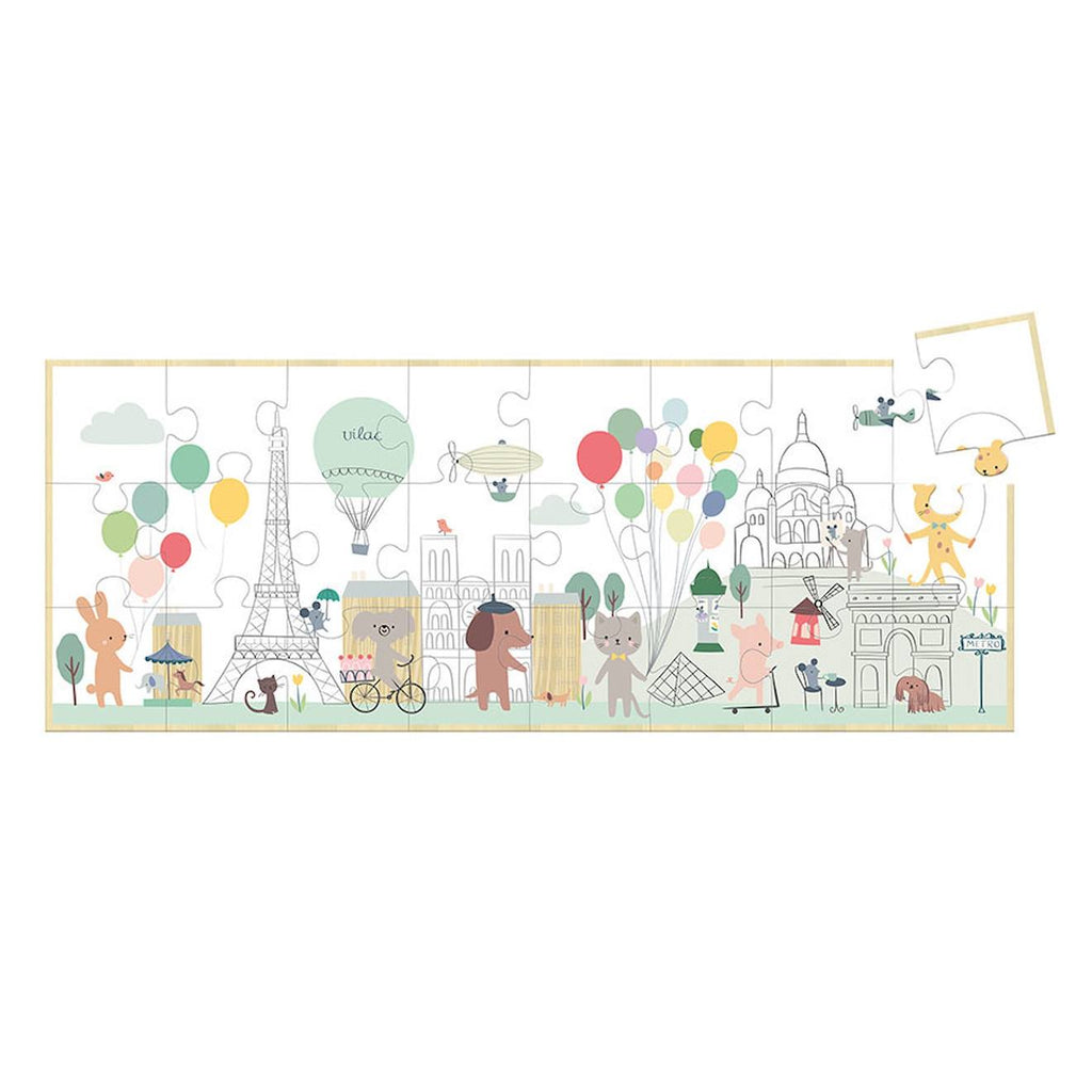 Puzzle en bois escapade à paris 24 pièces blanc