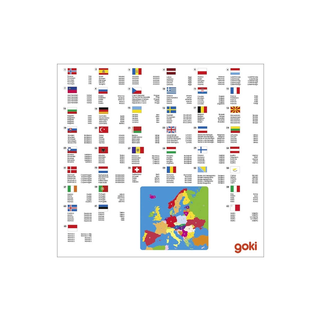 Puzzle en bois europe multi-coloured