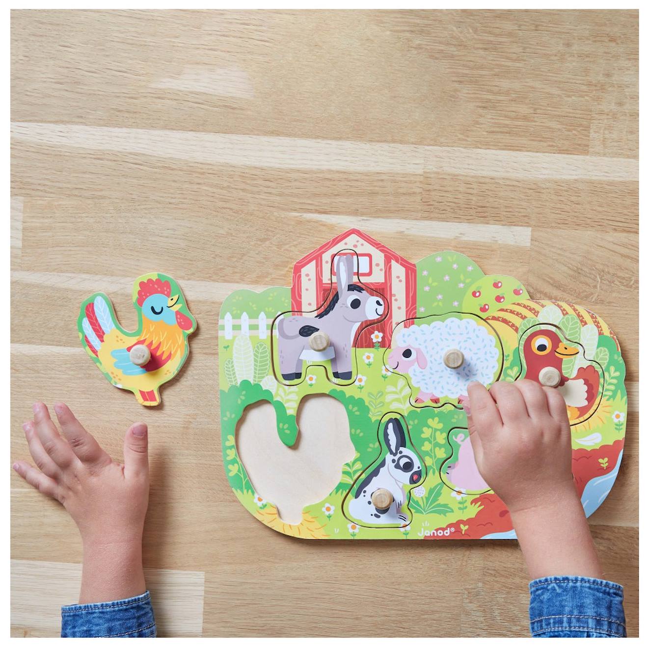 Puzzle en bois happy farm vert