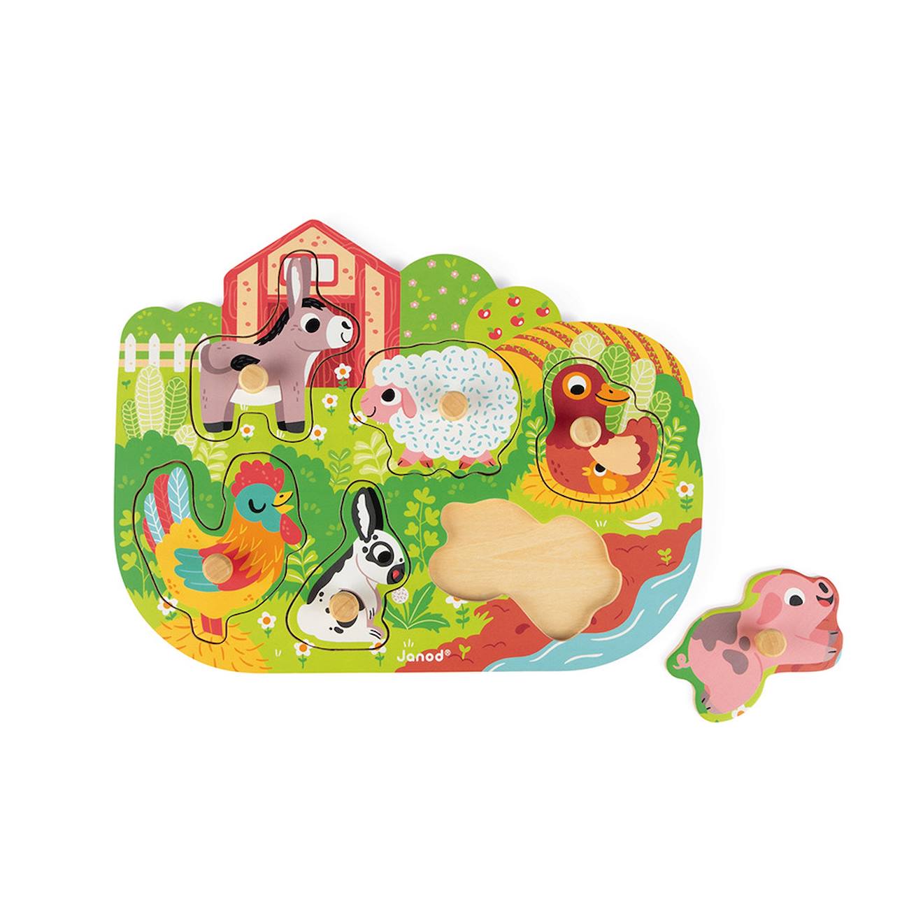 Puzzle en bois happy farm vert