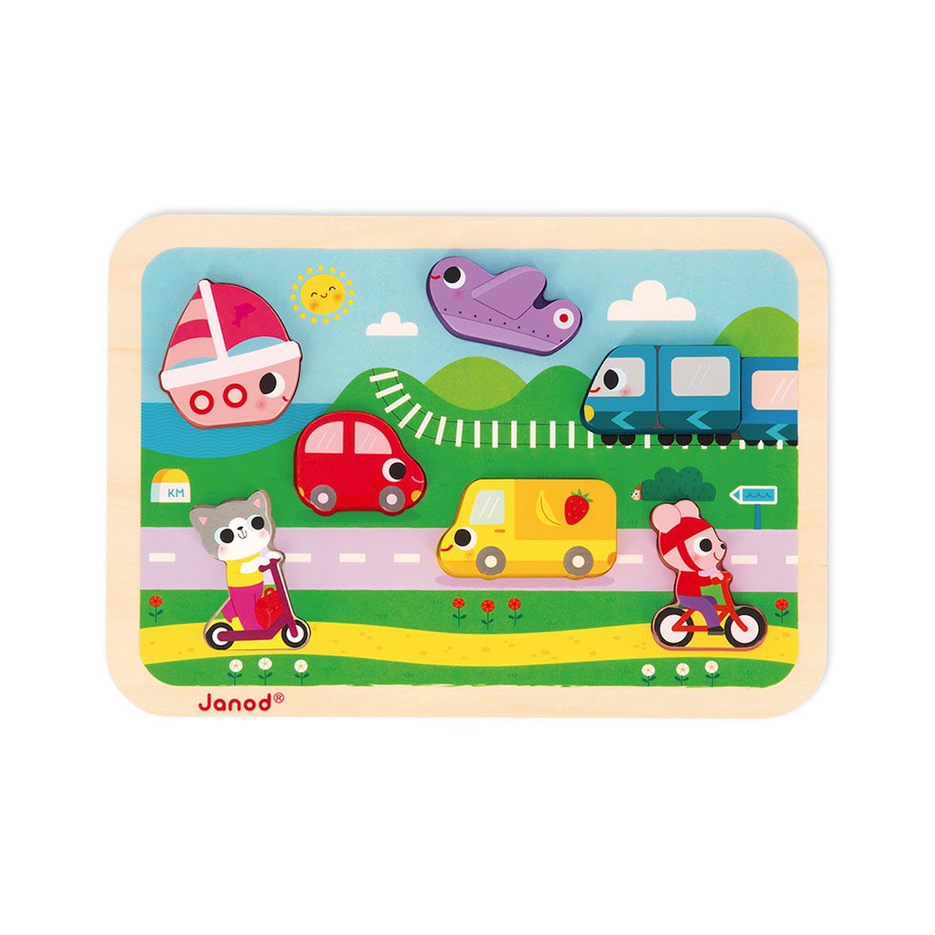 Puzzle en bois les véhicules multicolore